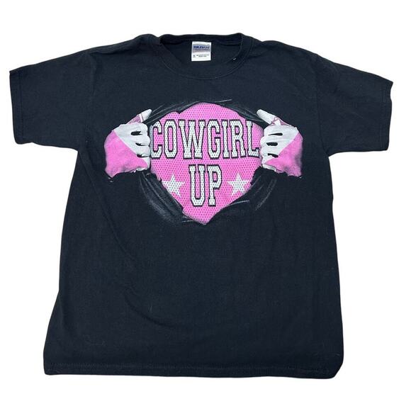 Girls' "Cowgirl Up" Graphic T-Shirt - Size Medium - Picture 1 of 3
